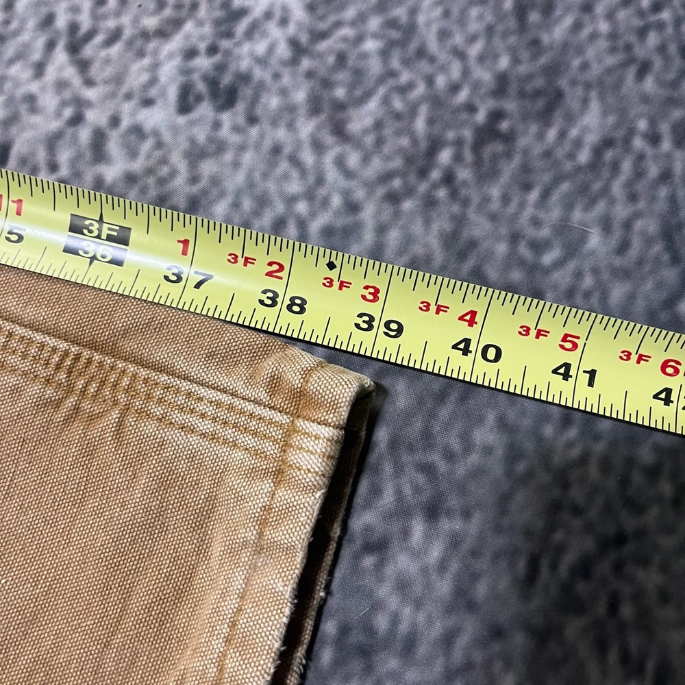 VTG Carhartt Carpenter Pants Tan 34x29 Distressed Faded Flannel Lined B111‎ BRN - Picture 12 of 16